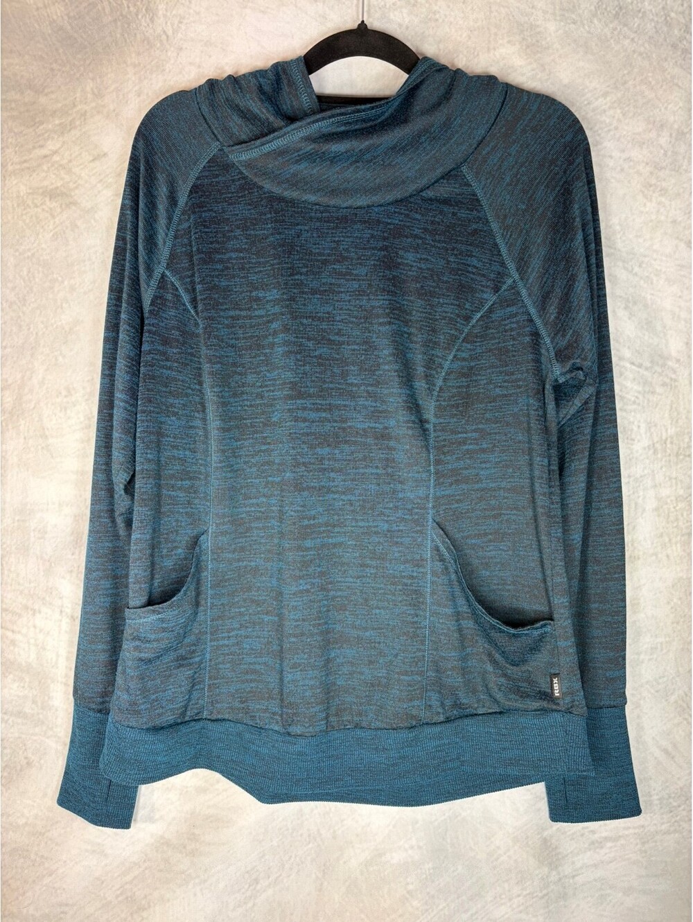 RBX Live Life Active Women's Teal Heather Cowl Neck Pullover Sweatshirt Large